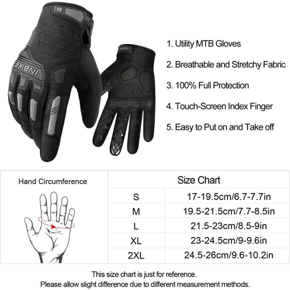 Inbike Men's Grey Wear Resistant Breathable Mtb Touchscreen Motorcycle Gloves - Picture 6 of 8